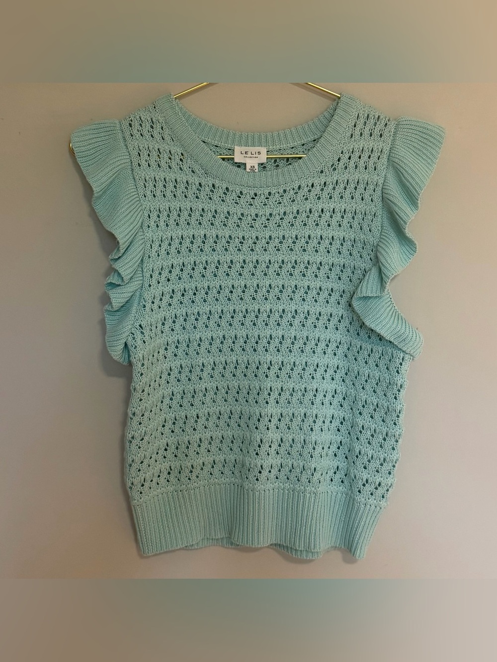 Le Lis - Mint Opensleeveless open-knit pointelle top